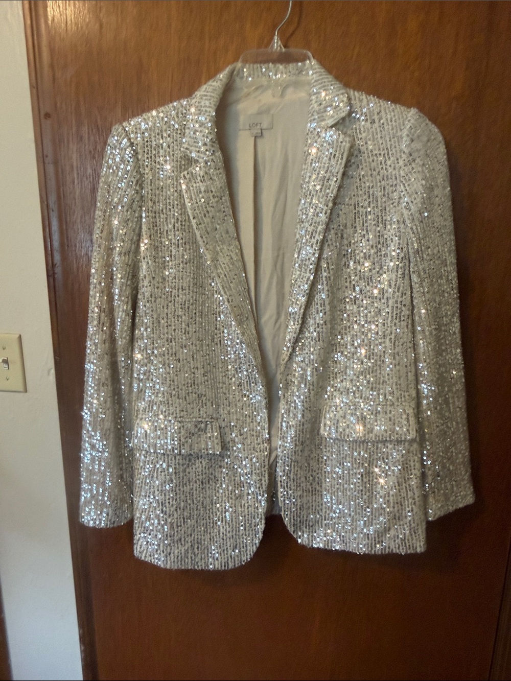 Loft Silver Sequin Blazer Sz 6